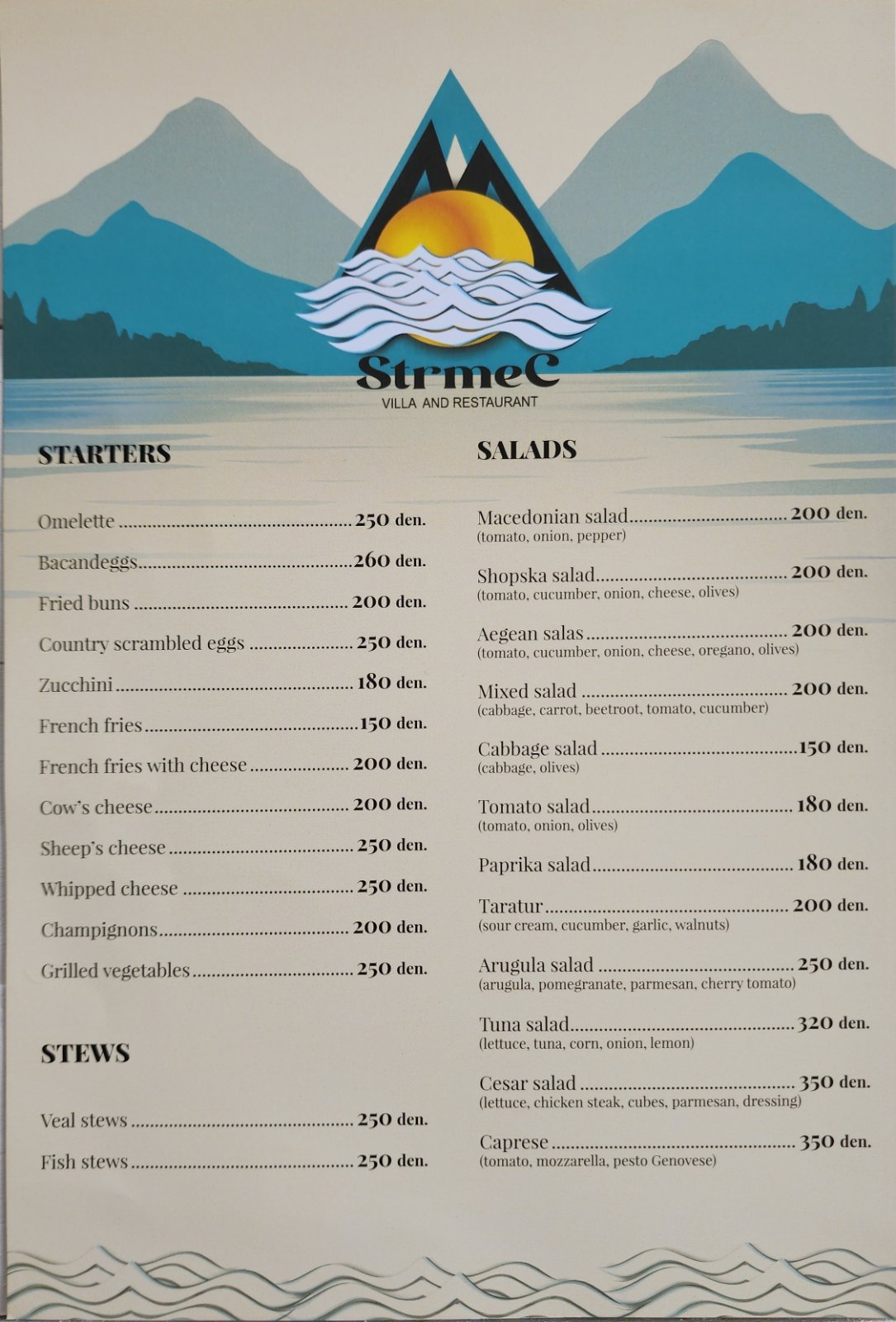 Menu — page 1
